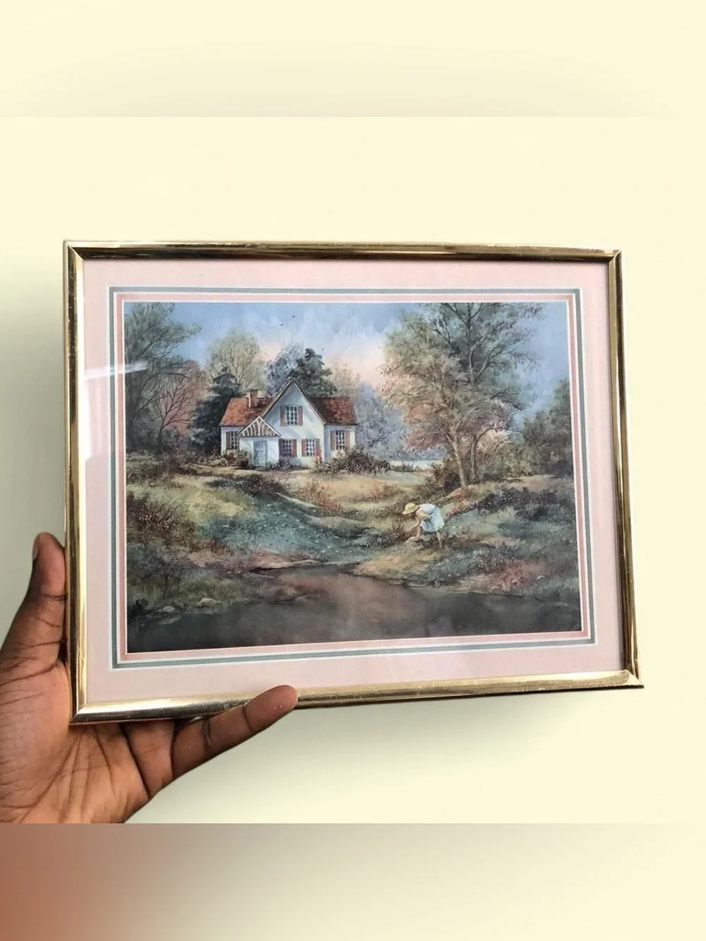 Vintage Artwork Print Framed Countryside Rural Farmhouse Rustic Cottage Antique